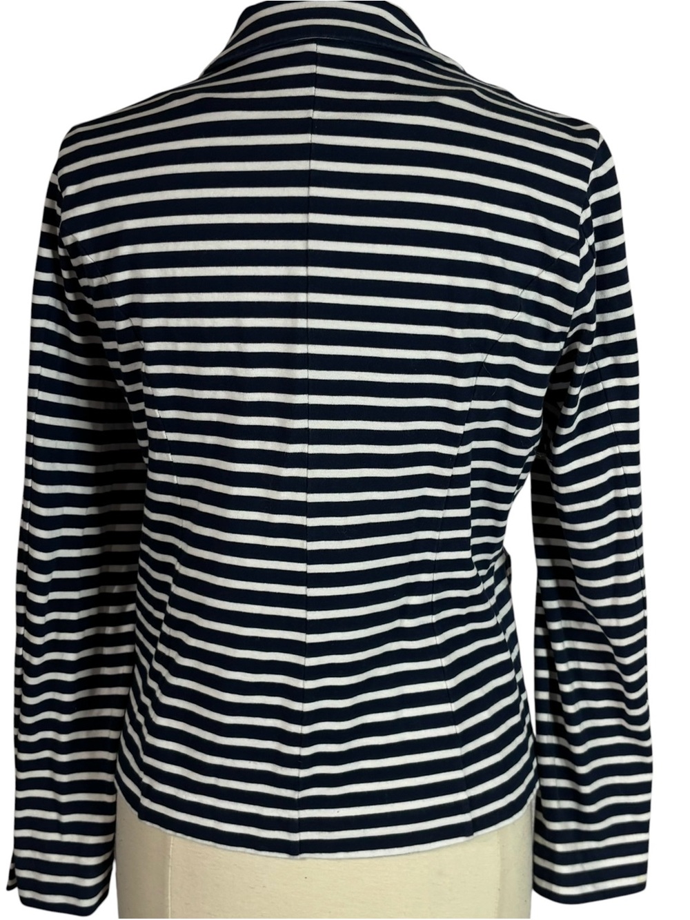 Lauren Ralph Lauren Navy White Striped Knit Blazer Nautical Classic Preppy L - Picture 4 of 12